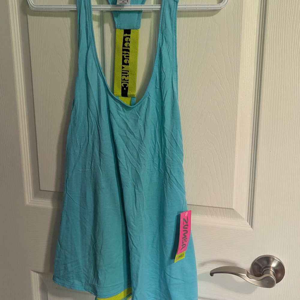 Zumba Fitness Blue and Yellow Asymmetrical Sleeveless Tank Top